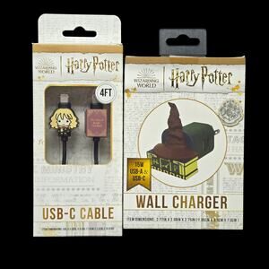 Harry Potter Sorting Hat Wall Charger & Hermione USB-C Cable 4 Feet